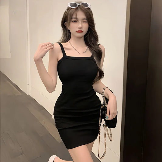 Women Sexy Sleeveless Dress Seamless Bodycon Backless Solid Color Female Suspender Slim Hip Short Party Beach Dress