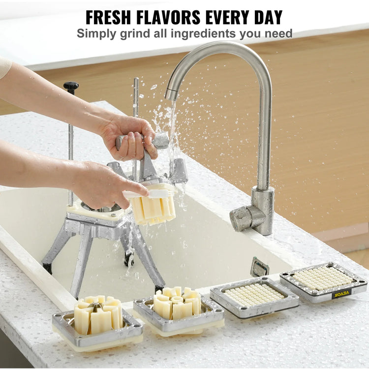 VEVOR Commercial Vegetable Fruit Dicer Cutter Potato Slicer Chopper 4 Blades & Tray Manual Cutting Machine home appliance