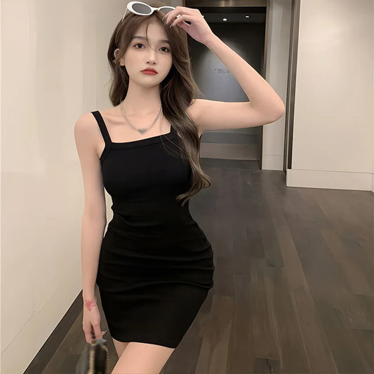 Women Sexy Sleeveless Dress Seamless Bodycon Backless Solid Color Female Suspender Slim Hip Short Party Beach Dress