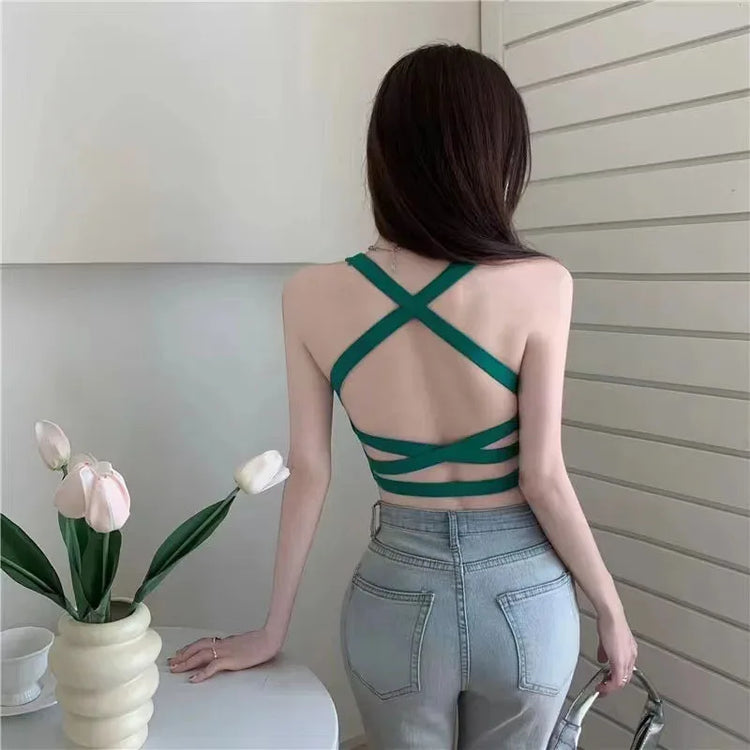 Sexy Women Vest Crop Top Sleeveless Vests Beach Women Sports Vest Tops Camisole Party Backless Suspenders Straps Underdress