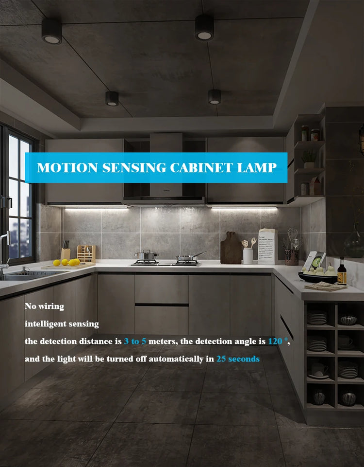 Night Light Led Light Under Cabinet Light Motion Sensor Closet Light Cabinet USB Rechargeable Kitchen Lighting Lamp