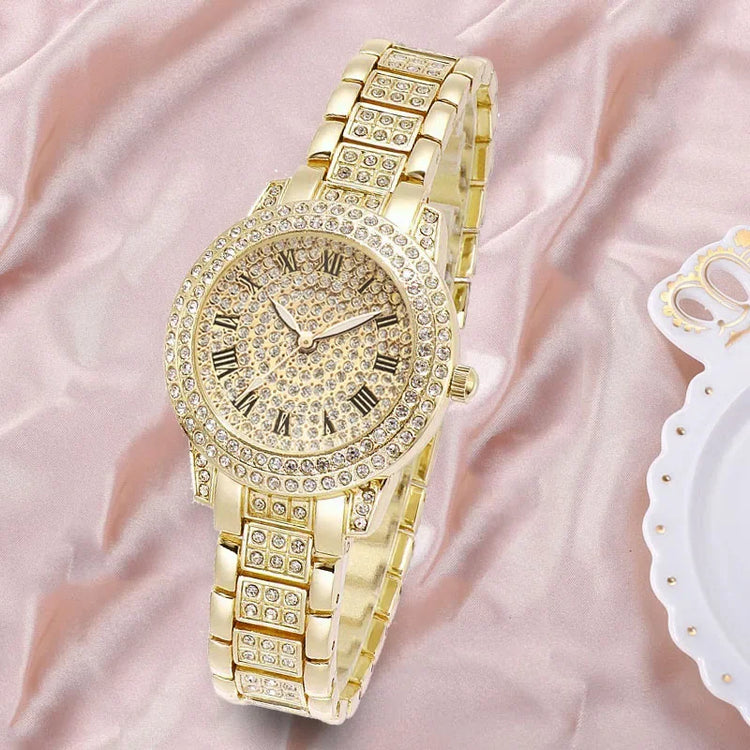 Hot Fashion Women Luxury Diamond Watches Bracelet Ladies Quartz Watch Rose Gold Womens Wristwatch Shiny Crystal Reloj Mujer